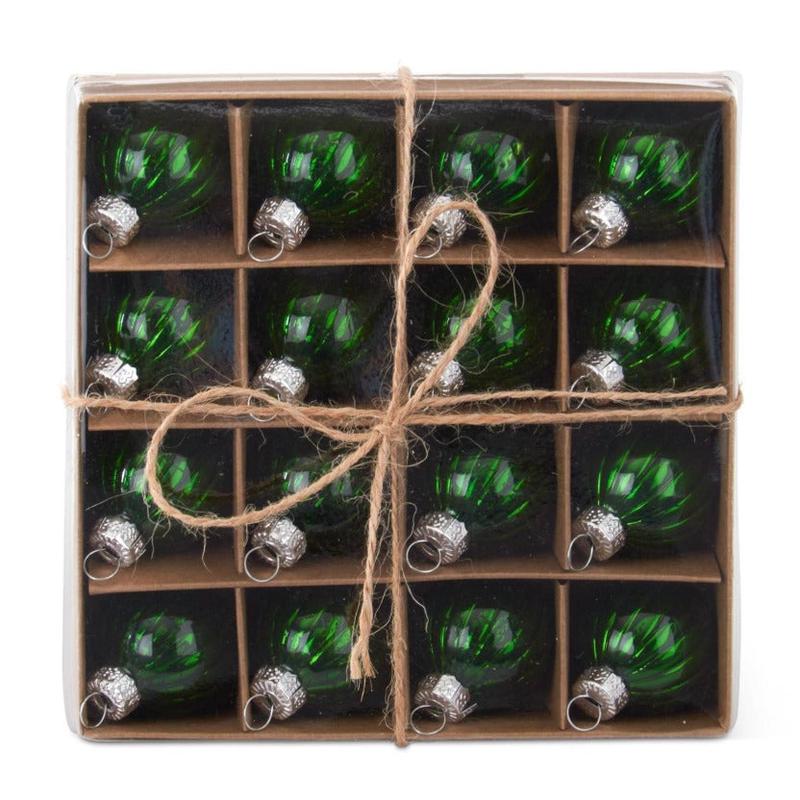 1" Mini Green Ornaments - Set of 16