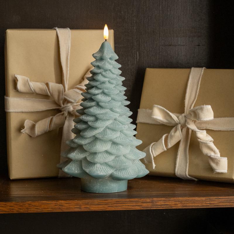 11.5" Light Green Spruce 3D Flame Tree Candle