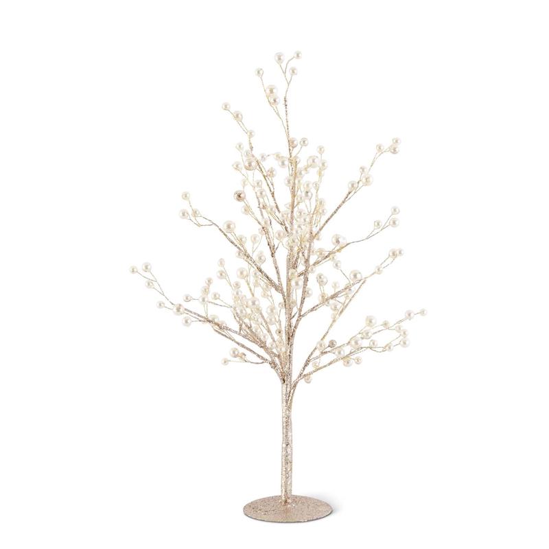 18" Gold Glitter Twig Tree with Pearls
