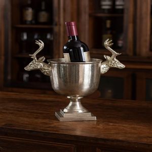22" Silver Metal Deer Handled Wine Chiller