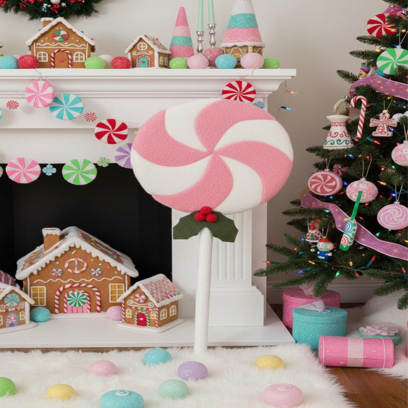 23.5" Pink & White Felt Lollipop