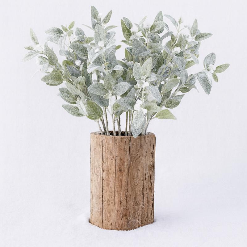 36" Glittered and Flocked Fittonia Stem with White Berries