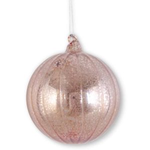 4.75" Pink Ribbed Mercury Glass Ornament