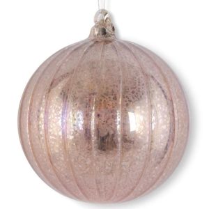 5.75" Pink Ribbed Mercury Glass Ornament