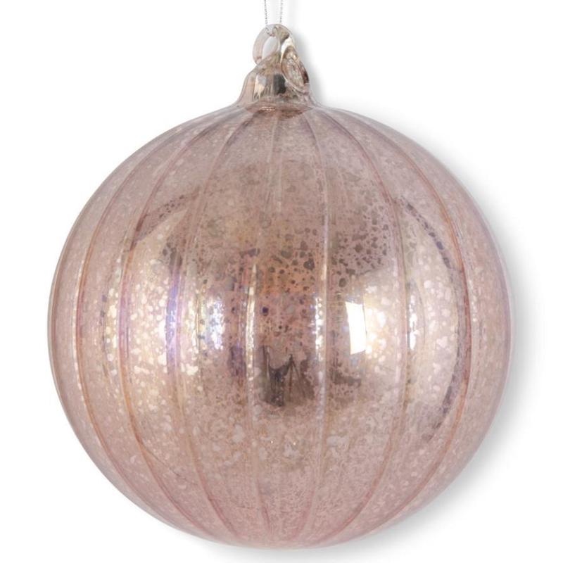 5.75" Pink Ribbed Mercury Glass Ornament