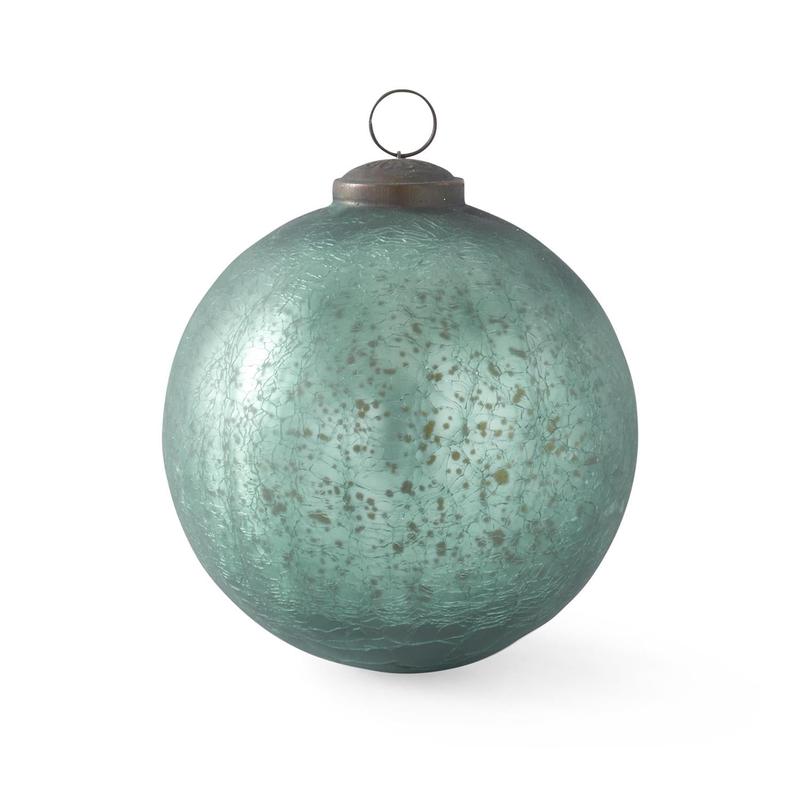 5" Crackled Teal Green Mercury Glass Ornament