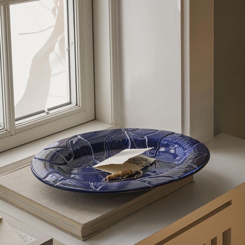 Bergs Potter Florita Glazed Agate Blue Tray