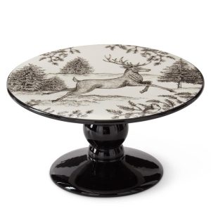 Black and White Toile Deer Cake Stand