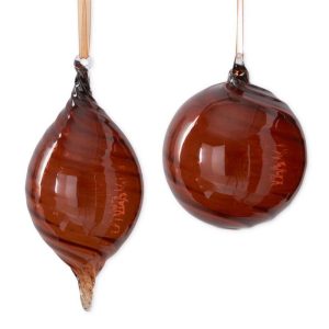 Brown Swirl Glass Ornament - Choose Style