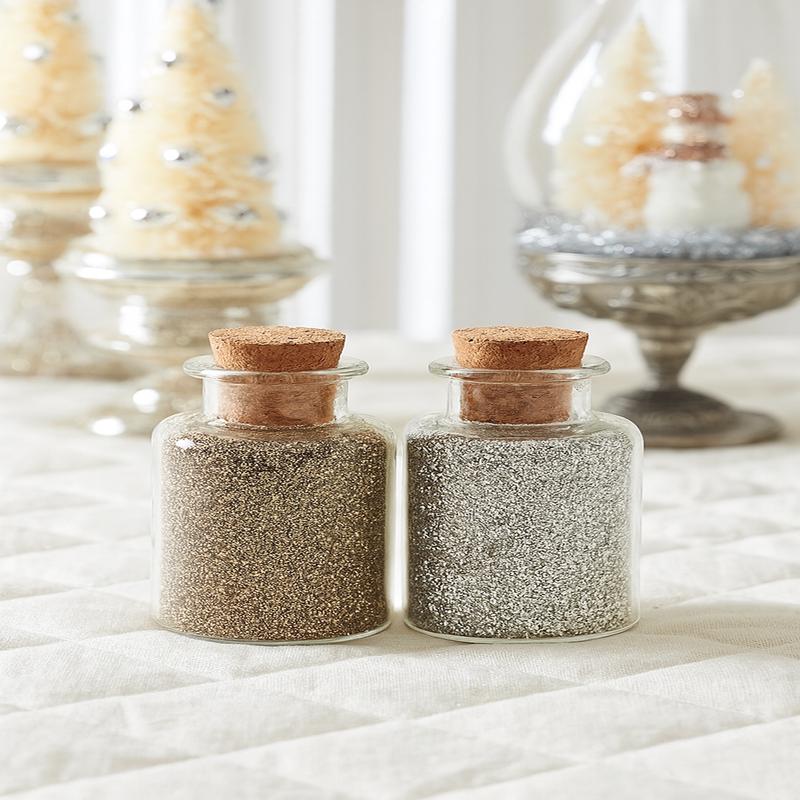 Glass Bottle of Glitter Sand - Choose Silver or Gold