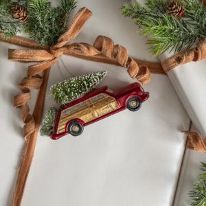 Glass Red Woody Car Ornament