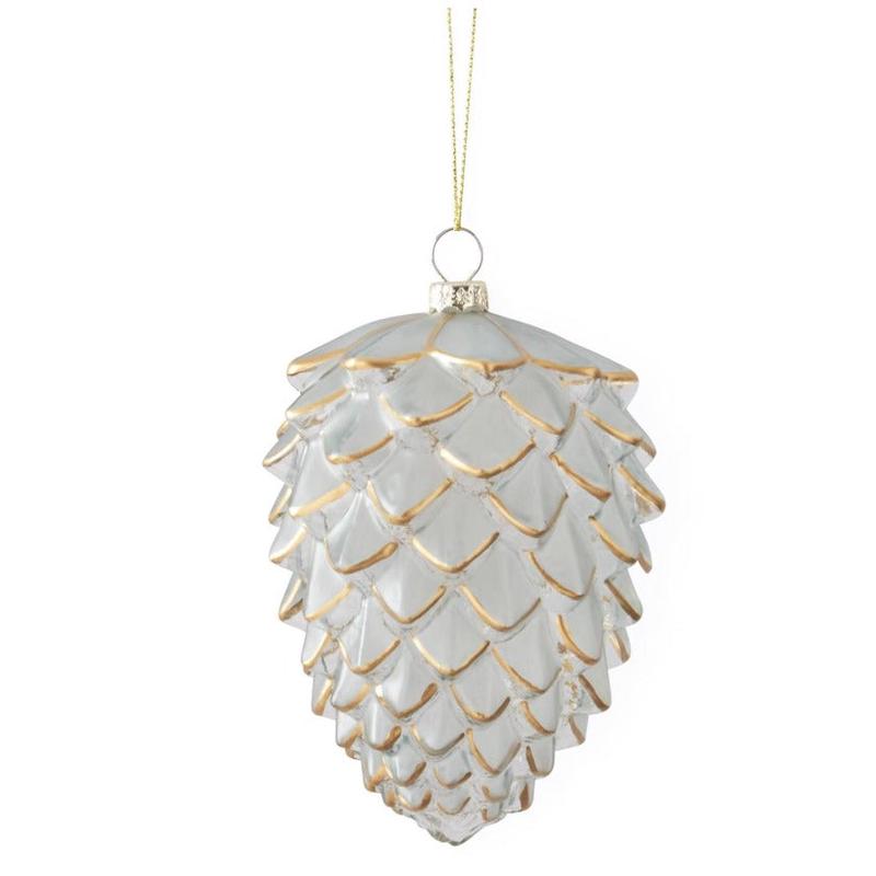 Gold Gilded Frosted Glass Pinecone Ornament
