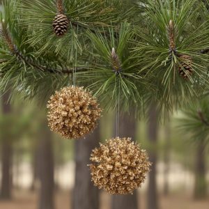 Gold Small Leaf Round Ornament - Choose Size
