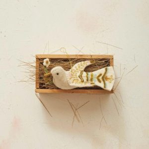 Handmade Felt Embroidered Dove Ornament