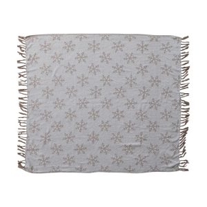Jacquard Throw with Snowflake Pattern and Tassels