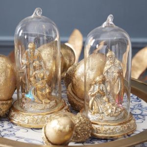 LED Gold Nativity Cloche Ornament - Choose Style