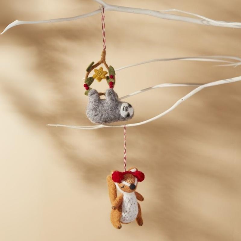 Mellow Felt Animal Ornament - Choose Sloth or Squirrel