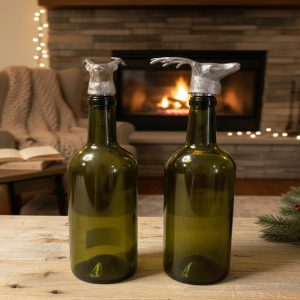 Nickle Finish Reindeer Head Bottle Stopper
