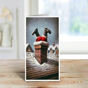 Santa Stuck in Chimney - Note Card