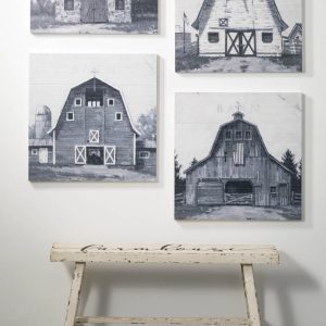 22" Black and White Barn Wall Artwork - Choose Style