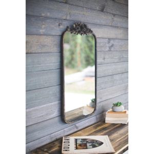 Aged Mirror with Floral Design