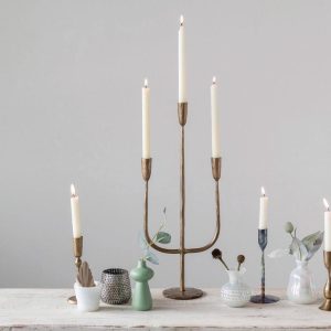 Hand-Forged Metal Candelabra w- Antique Finish