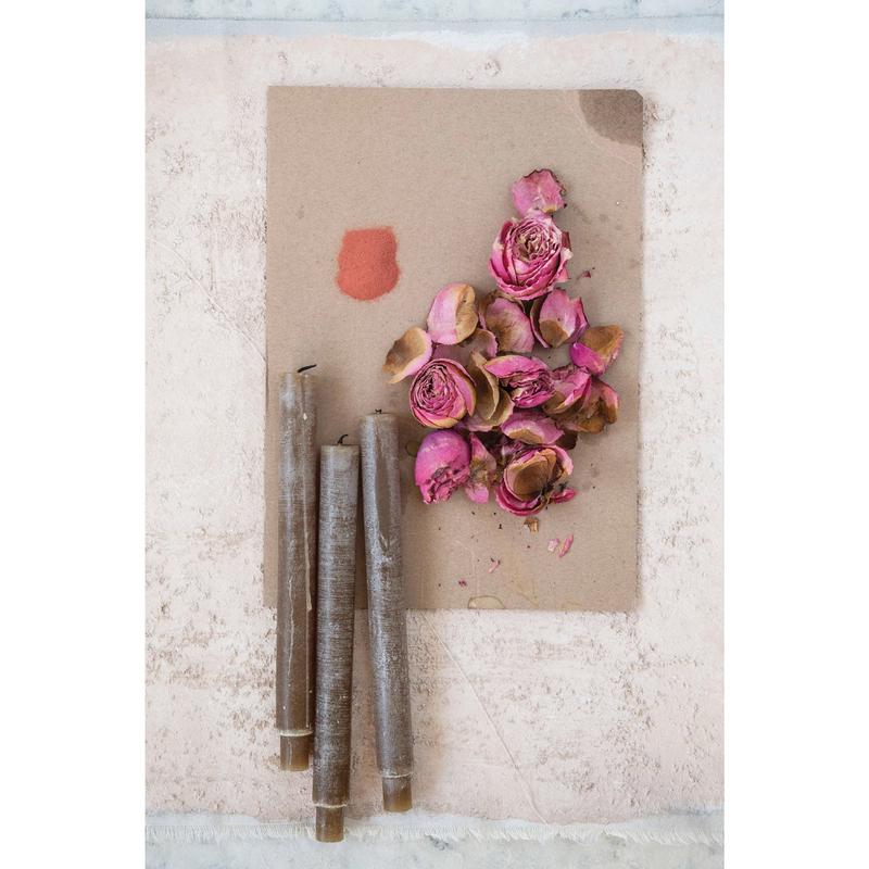 Set of 12 Unscented Taper Candles in Box - Olive Color