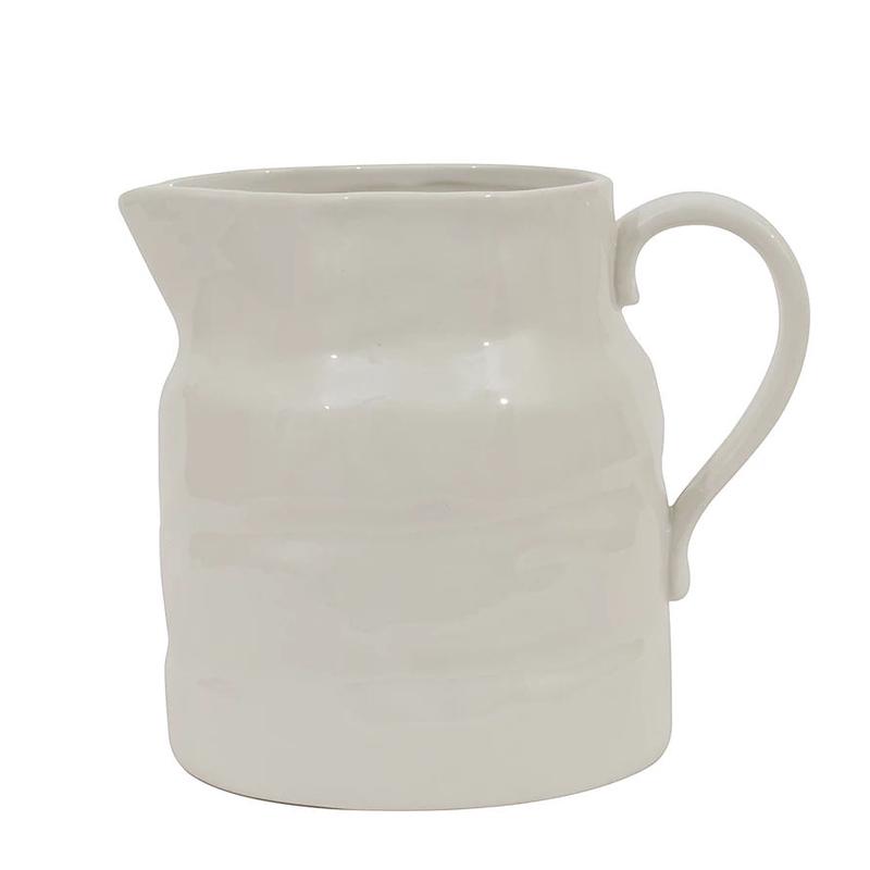 Vintage Style White Stoneware Pitcher