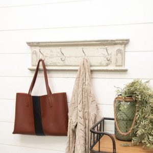 Weathered Style Pediment Wooden Coat Rack