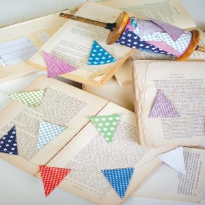 27 Yard Multi-Color Paper Flag Garland on Wood Spool