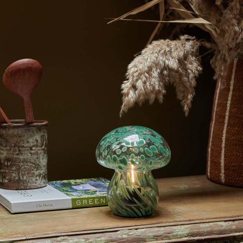 Abigail Ahern LED Glass Mushroom Light - Green Marble