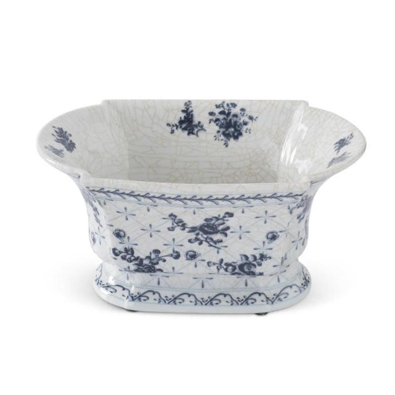 Blue and White Floral Fluted Bowl