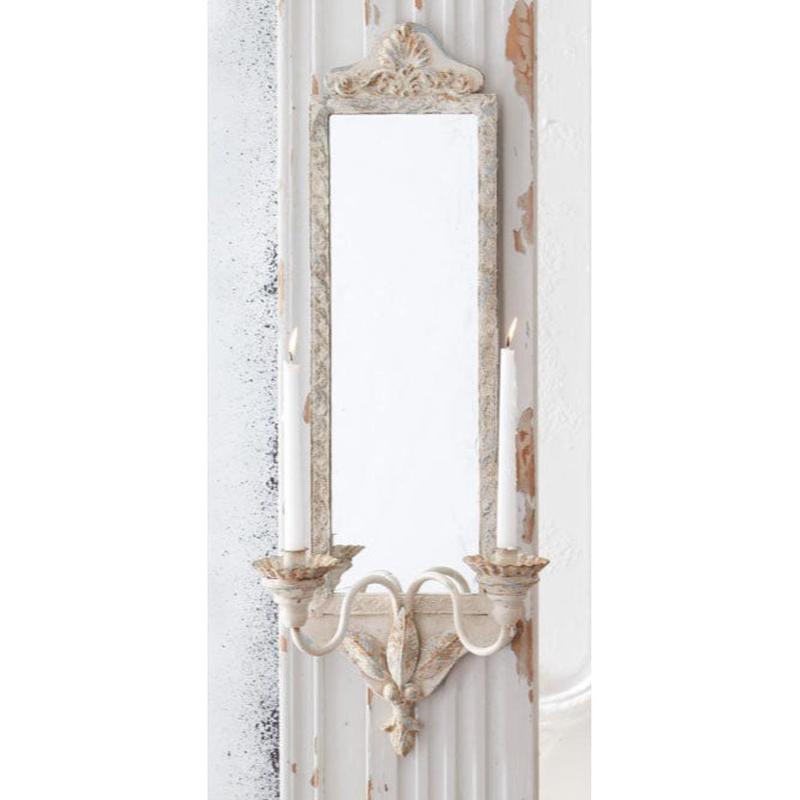 European Cottage Wall Mirror with Taper Holders