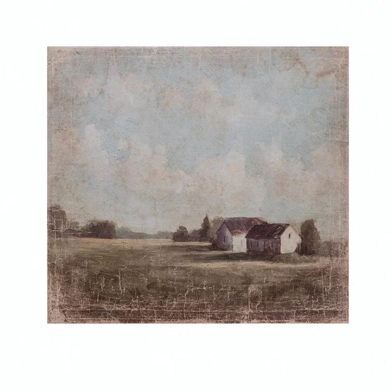 Farm Landscape Weathered Canvas Wall Art