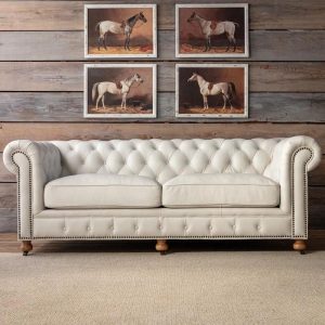 Off White Chesterfield Leather Sofa