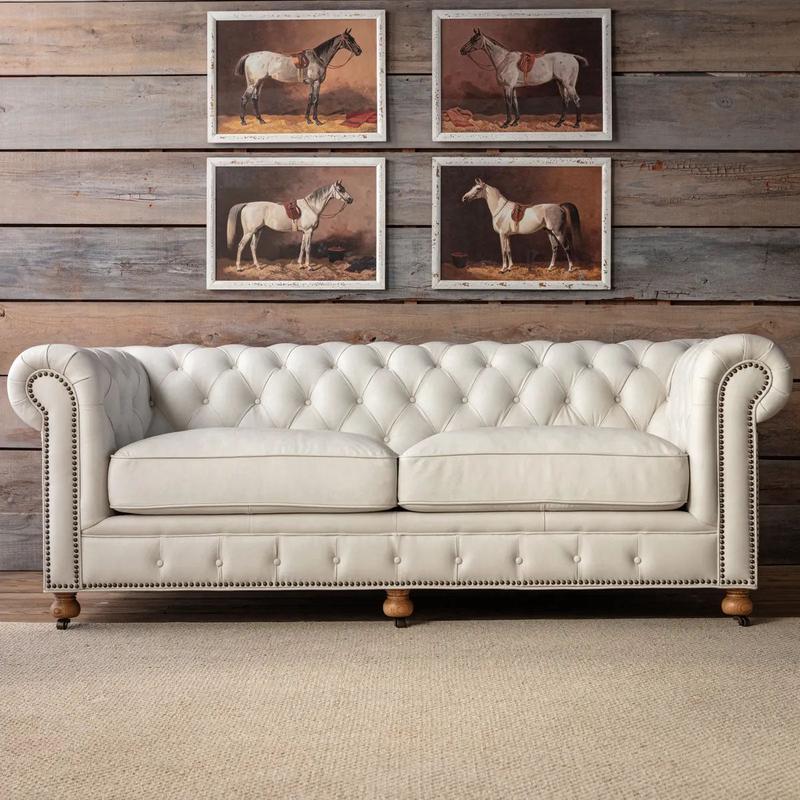 Off White Chesterfield Leather Sofa