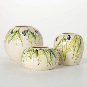 Set of 3 Olive Vases