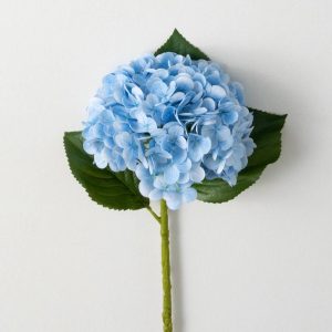 20" Fresh Cut Faux Blue Hydrangea Stem
