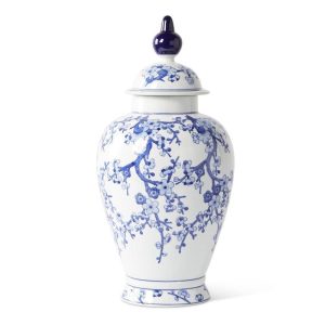 24 Inch Ceramic Blue and White Chinoiserie Ginger Jar - Returning Soon