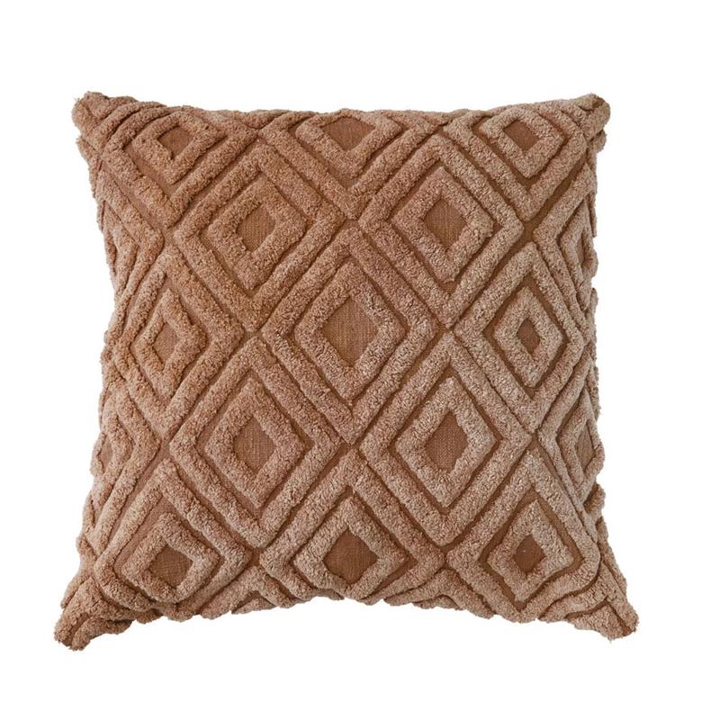 24" Tufted Diamond Pattern Chocolate Brown Pillow