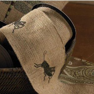 5 Yards 4" Wide Burlap Grasshopper Ribbon