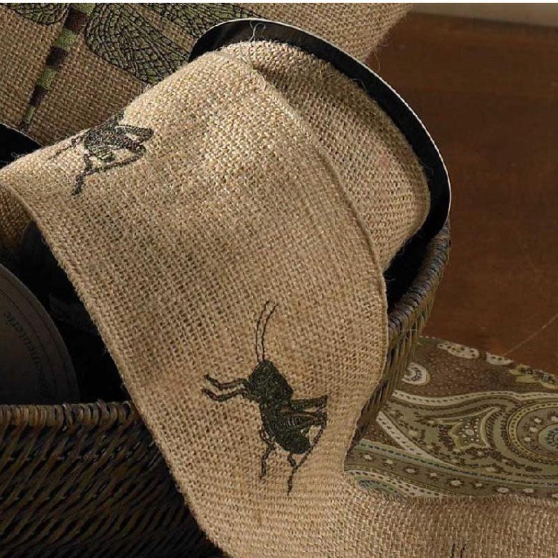 5 Yards 4" Wide Burlap Grasshopper Ribbon