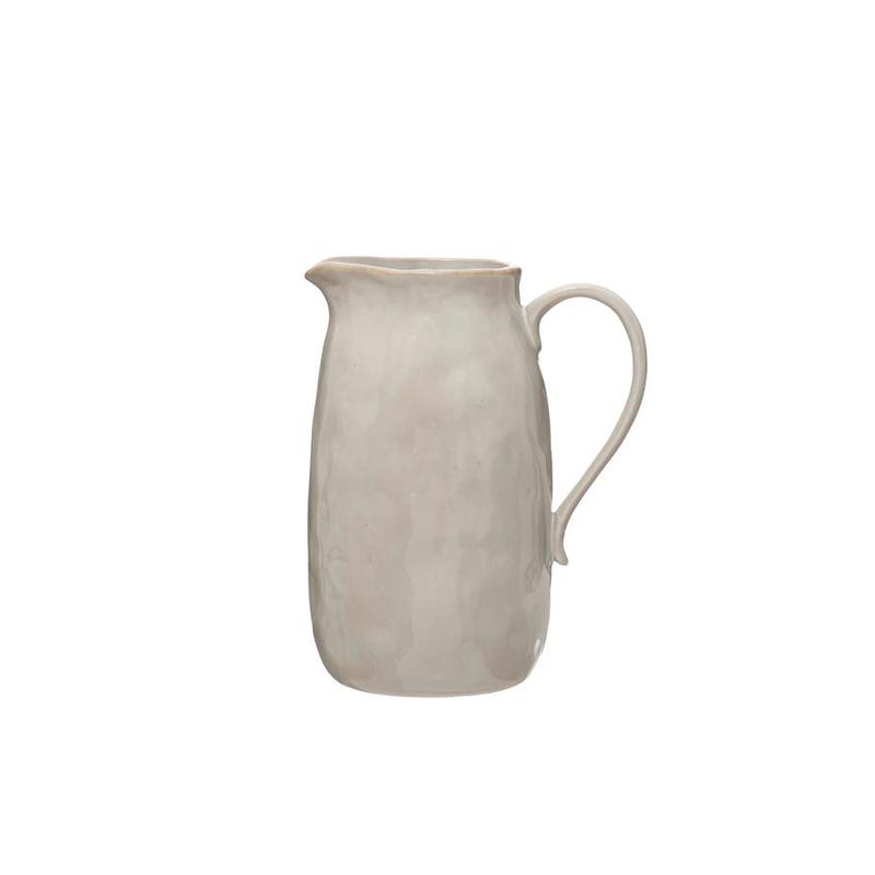 62oz Reactive Glaze White Stoneware Pitcher