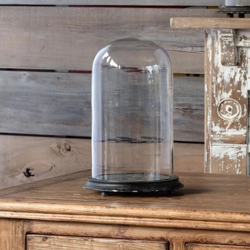 Display Dome Cloche with Black Weathered Base - 17"