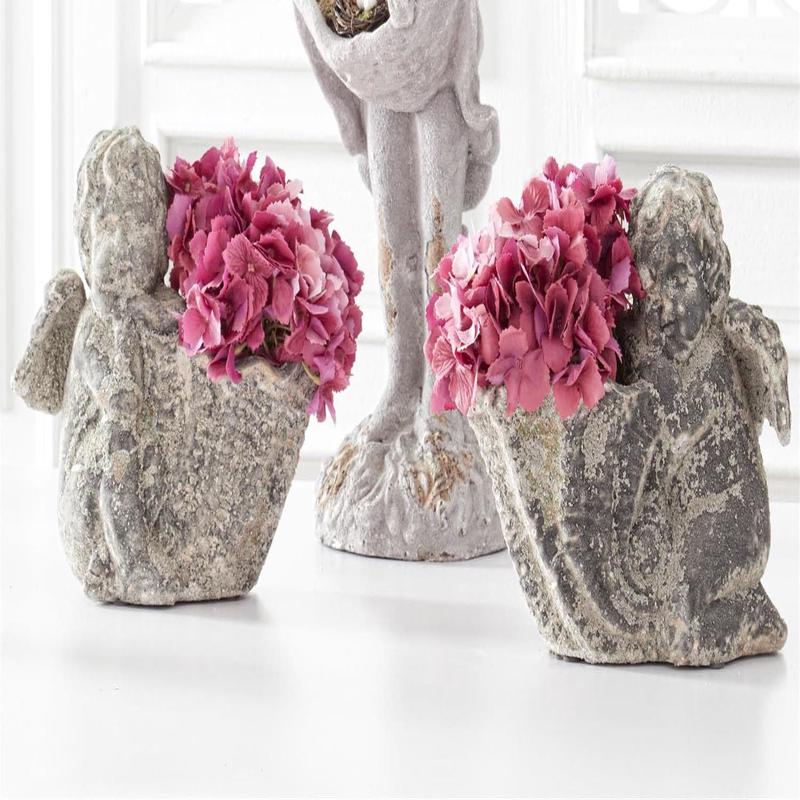 Set of 2 European Garden Style Angel Clay Flower Pots