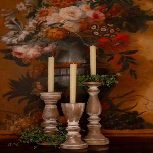 Set of 3 Wooden Taper Holders