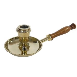 Solid Brass Chamberstick with Wooden Handle