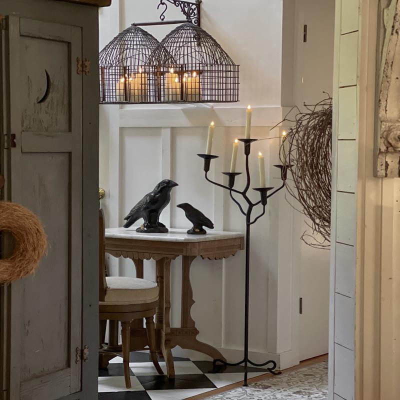 Tall Standing Forged Iron Candelabra