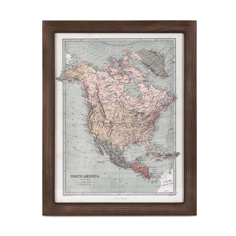 Vintage Style Framed Map of North America- More coming soon