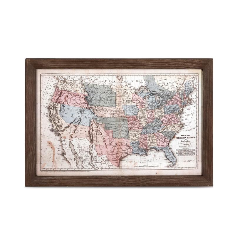 Vintage Style Framed Map of the United States
